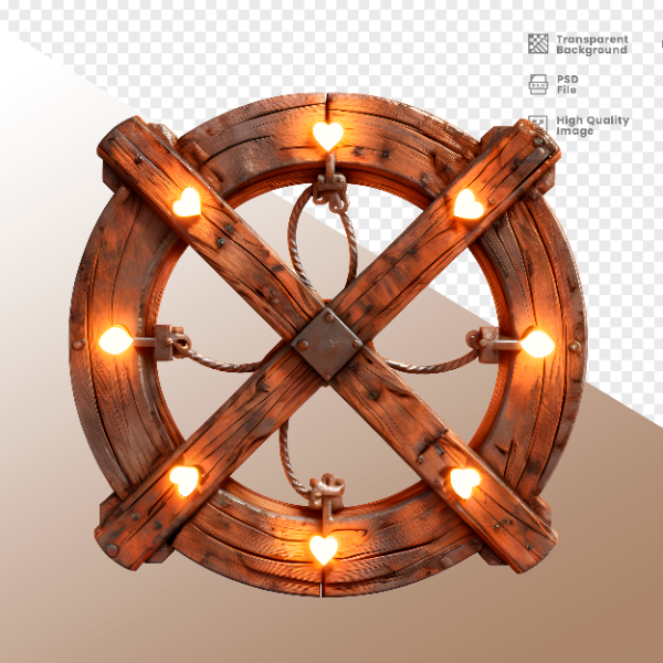 CÍRCULO DE MADEIRA COM LUZ - ELEMENTO 3D PARA COMPOSIÇÃO - WOOD