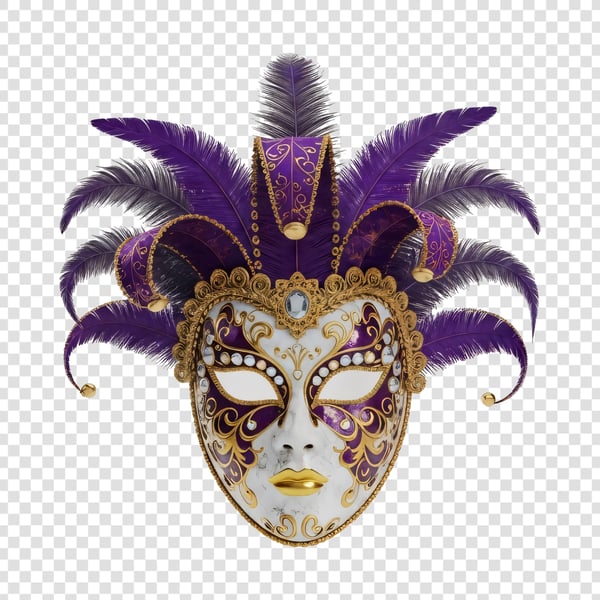 MÁSCA DE CARNAVAL ROXA COM PENAS 04