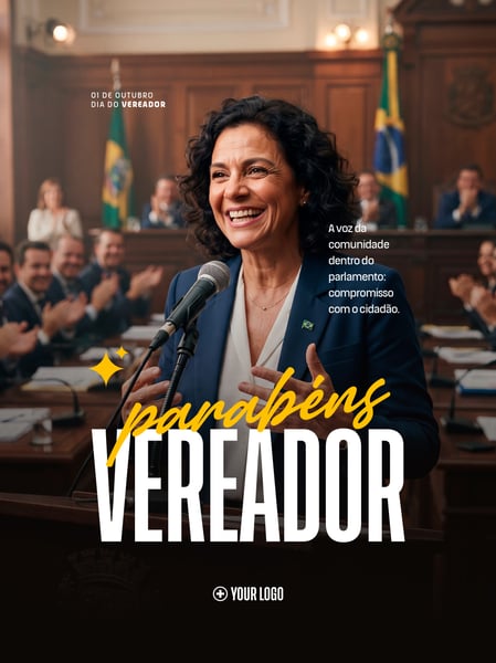 DIA DO VEREADOR PARLAMENTO HOMENAGEM SOCIAL MEDIA FLYER PSD EDITÁVEL