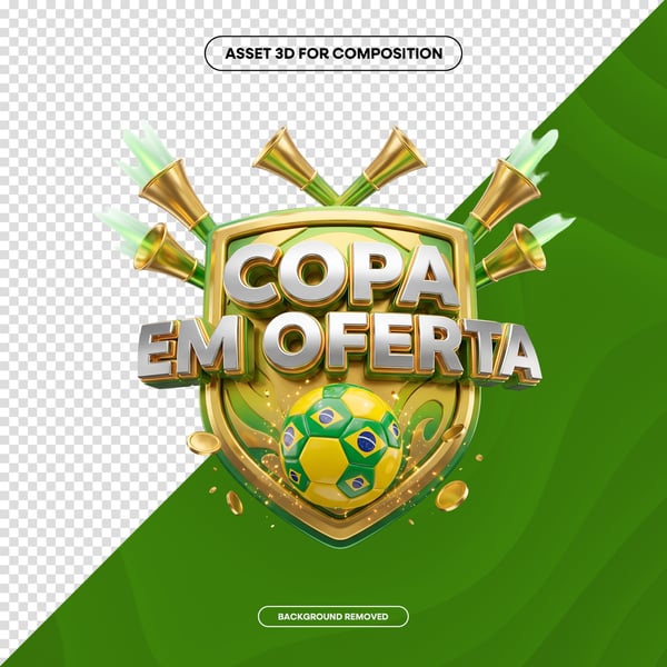 SELO 3D IA COPA EM OFERTA JOGO BRASIL COPA SOCIAL MEDIA PNG