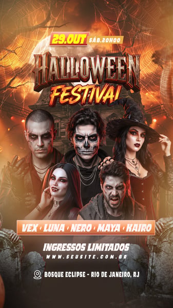 FLYER HALLOWEEN FESTIVAL STORY PSD EDITÁVEL