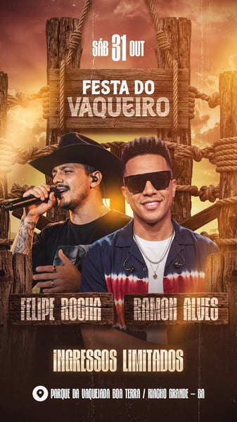FLYER FESTA DO VAQUEIRO STORIES PSD EDITÁVEL