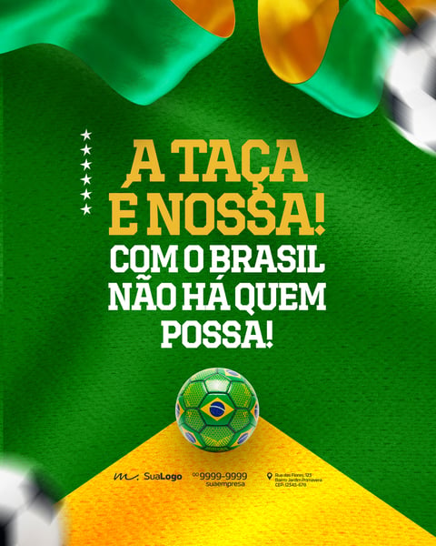 A TAÇA É NOSSA BRASIL FUTEBOL POST DE VITÓRIA PSD EDITÁVEL