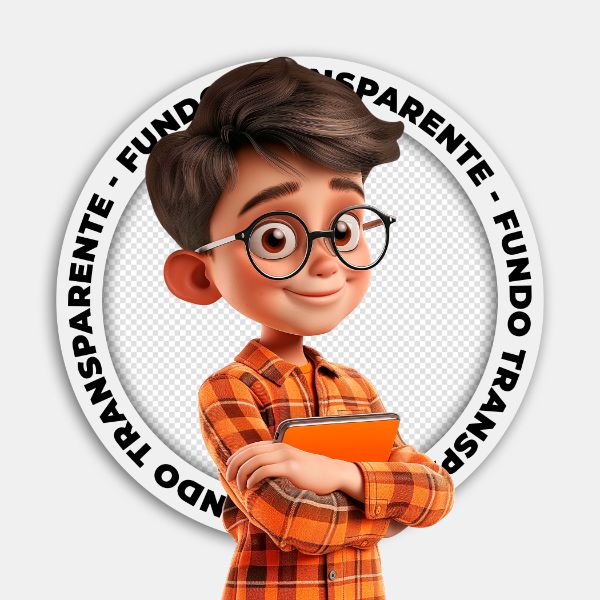 CRIANÇA | MENINO COM ROUPAS LARANJAS | ESTILO PIXAR DESENHO | IMAGEM SEM FUNDO