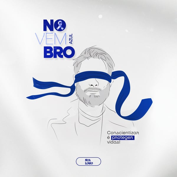 NOVEMBRO AZUL MÊS DA CONSCIENTIZAÇÃO SOBRE PREVENÇÃO AO CÂNCER DE PRÓSTATA PSD EDITÁVEL