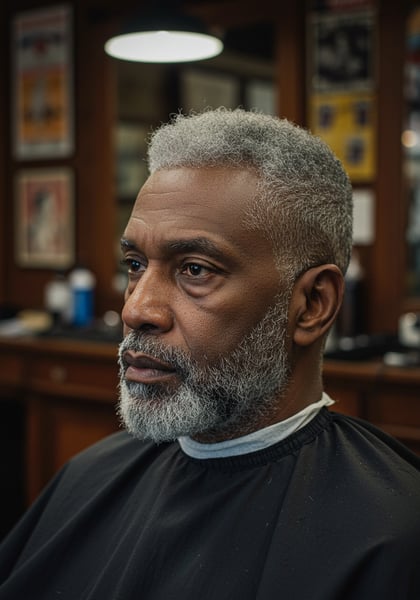 HOMEM NEGRO DE MEIA IDADE COM CORTE LOW FADE