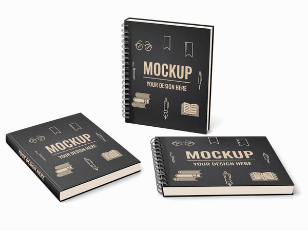 CADERNO DE ESBOÇOS MOCKUP EM SÉRIE PÁGINAS ABERTAS