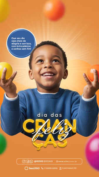 FELIZ DIA DAS CRIANÇAS 12 DE OUTUBRO STORY SOCIAL MEDIA PSD EDITÁVEL 09