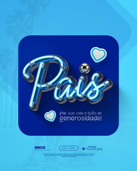 DIA DOS PAIS AGOSTO PAI - FLYER SOCIAL MEDIA PSD EDITÁVEL 8