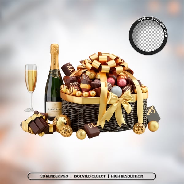 3D RENDER ESPUMANTE CHAMPANHE CHANDON ANO NOVO ELEMENTO ÍCONE PSD PNG