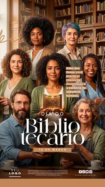 DIA DO BIBLIOTECÁRIO 12 DE MARÇO STORY SOCIAL MEDIA PSD EDITÁVEL 4
