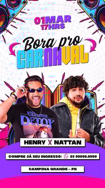 FLYER EVENTO PSD EDITÁVEL STORIES BORA PRO CARNAVAL