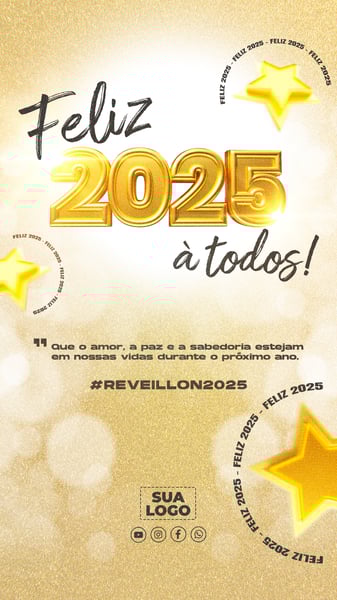 FELIZ ANO NOVO 2025 REDES SOCIAIS PSD EDITÁVEL