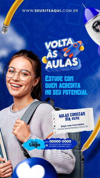 STORY ESCOLA VOLTA AS AULAS SOCIAL MEDIA PSD EDITÁVEL 6