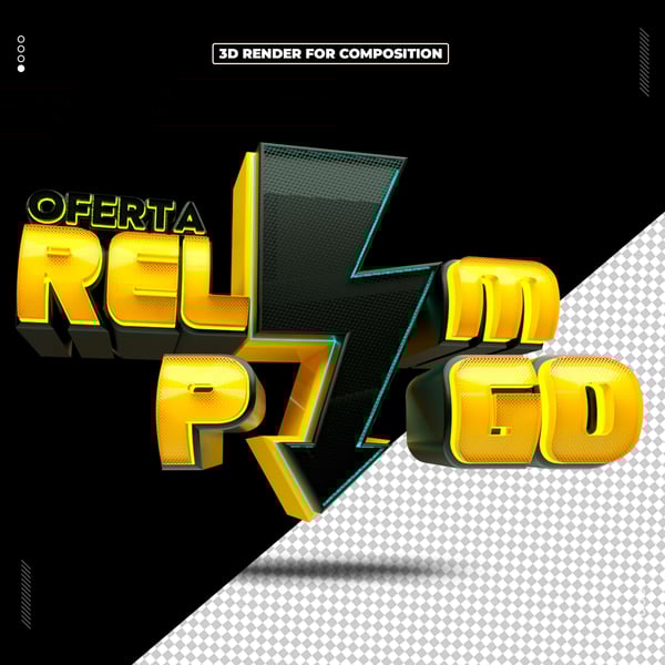 SELO 3D OFERTA RELÂMPAGO PARA COMPOSIÇÃO