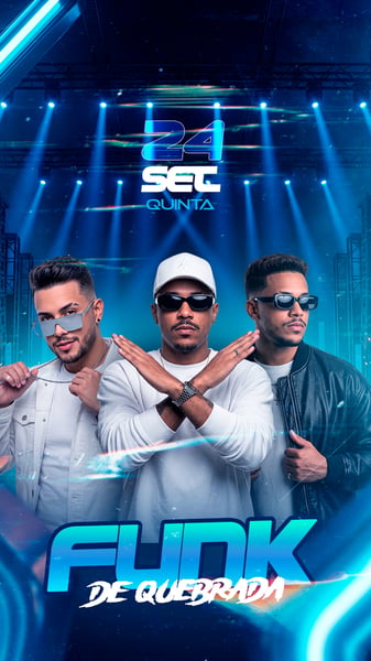 FLYER FUNK DE QUEBRADA TRIO DE CANTORES PALCO AZUL NEON STORY PSD EDITÁVEL