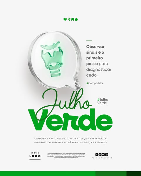 JULHO VERDE CAMPANHA PREVENÇÃO E DIAGNÓSTICO CÂNCER DE CABEÇA E PESCOÇO SOCIAL MEDIA PSD EDITÁVEL 5
