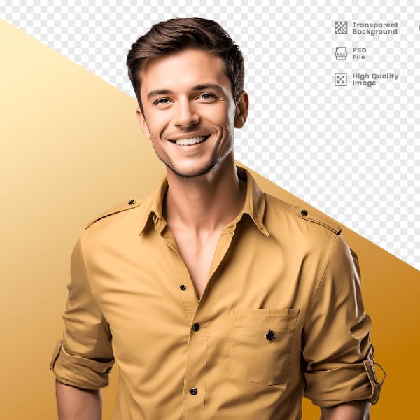 HOMEM COM CAMISA AMARELA