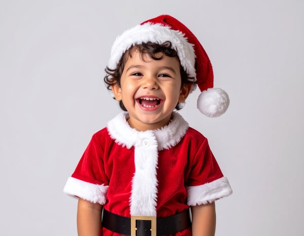 CRIANÇA COM ROUPA DE NATAL FELIZ