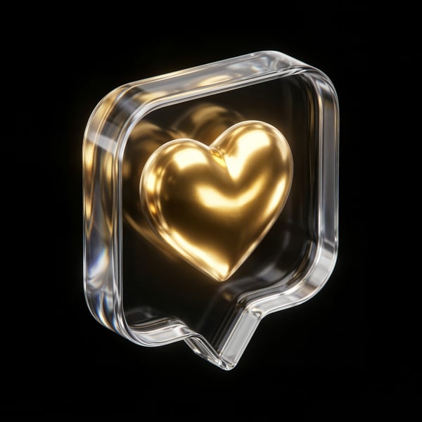 ELEMENTO 3D ICONE COM CORAÇÃO DOURADO 04