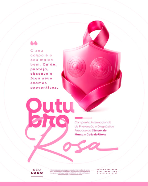 OUTUBRO ROSA CAMPANHA INTERNACIONAL DE PREVENÇÃO O DIAGNÓSTICO PRECOCE DO CÂNCER DE MAMA E COLO DO ÚTERO SOCIAL MEDIA PSD EDITÁVEL 2
