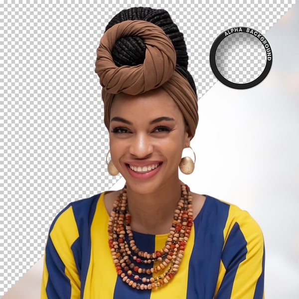 MULHER NEGRA AFRO ELEMENTO PSD PNG 64