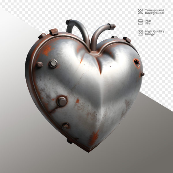 CORAÇÃO FERRO E MADEIRA  ELEMENTO 3D PARA COMPOSIÇÃO - HEART