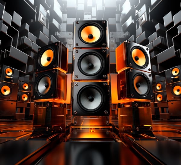 PAREDÃO DE SOM COM GRANDES ALTO-FALANTES