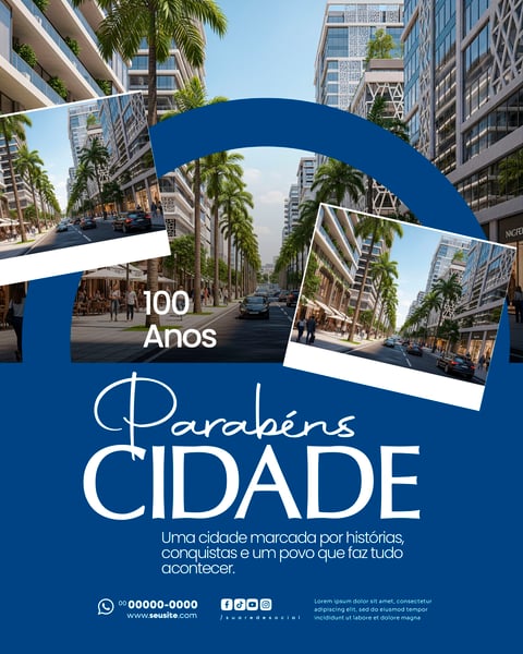 PARABÉNS CIDADE ANIVERSÁRIO SOCIAL MEDIA PSD EDITÁVEL 8