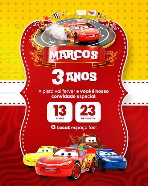 XQZ CONVITE DE ANIVERSÁRIO INFANTIL MCQUEEN MATTEL MODELO PSD EDITÁVEL (1)