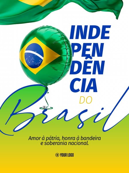 INDEPENDÊNCIA DO BRASIL COM BALÃO SOCIAL MEDIA FLYER PSD EDITÁVEL