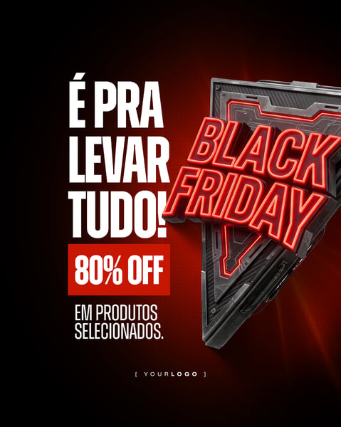 FLYER PROMOCIONAL BLACK FRIDAY TRIÂNGULO NEON PSD EDITÁVEL