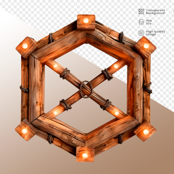 CÍRCULO DE MADEIRA COM LUZ - ELEMENTO 3D PARA COMPOSIÇÃO - WOOD
