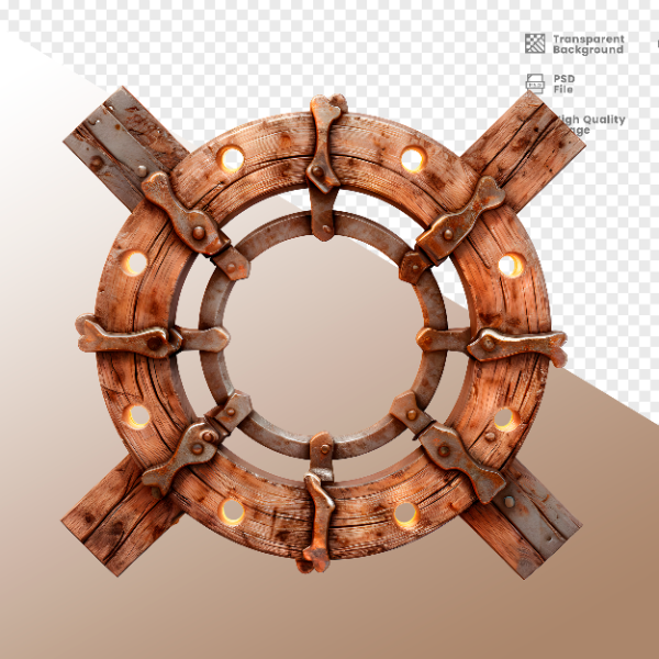 CÍRCULO DE MADEIRA COM LUZ - ELEMENTO 3D PARA COMPOSIÇÃO - WOOD