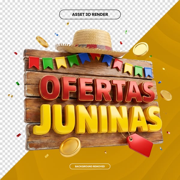 SELO 3D IA OFERTAS JUNINAS SÃO JOÃO VAREJO SOCIAL MEDIA PNG 3 editado
