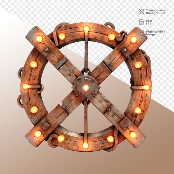 CÍRCULO DE MADEIRA COM LUZ - ELEMENTO 3D PARA COMPOSIÇÃO - WOOD
