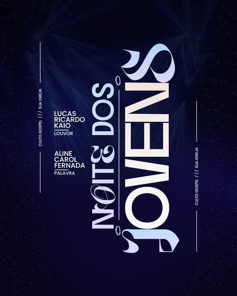 FLYER GOSPEL CULTO DOMINGO DE LOUVOR E ADORAÇÃO IGREJA SOCIAL MEDIA PSD EDITÁVEL