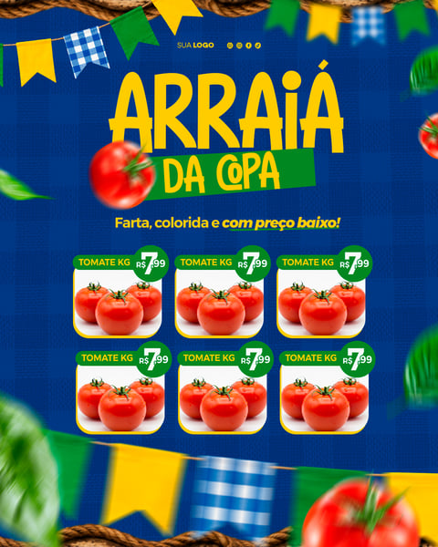 ARRAIÁ DA COPA DO MUNDO FUTEBOL BRASIL Hortifruti PRODUTOS FESTA JUNINA