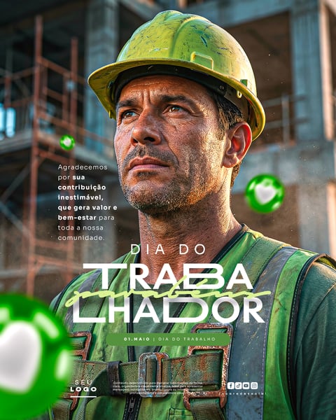 DIA DO TRABALHADOR 01 DE MAIO SOCIAL MEDIA PSD EDITÁVEL 4
