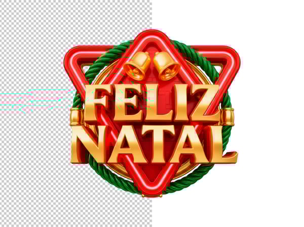 SELO 3D FELIZ NATAL EM PNG