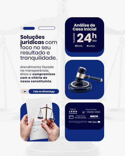 PLANTÃO 24H ADVOCACIA SOLUÇÕES JURÍDICAS ADVOGADO SOCIAL MEDIA PSD EDITÁVEL