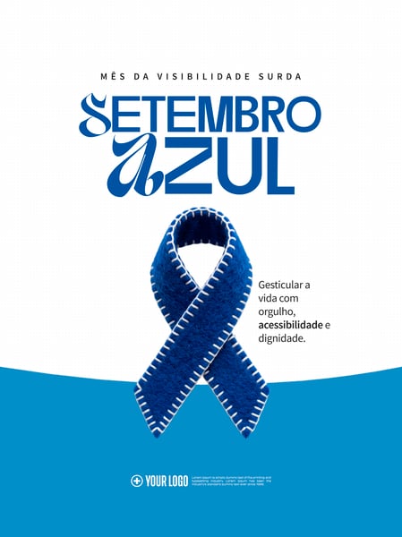 SETEMBRO AZUL MÊS DA VISIBILIDADE SURDA SOCIAL MEDIA PSD EDITÁVEL