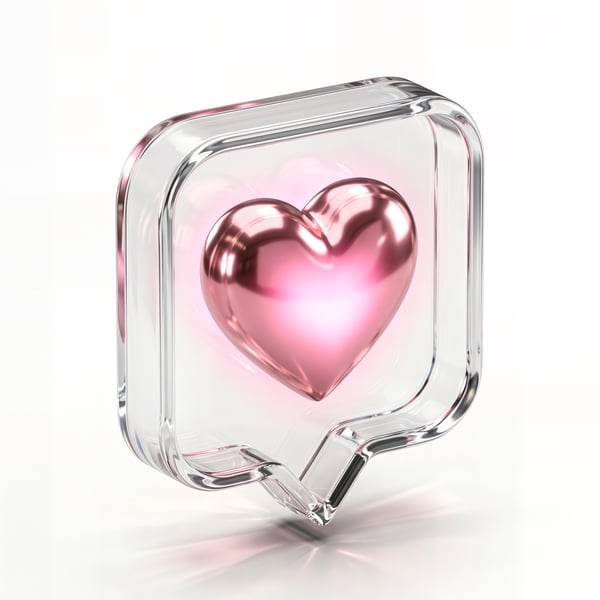 ELEMENTO 3D ICONE COM CORAÇÃO ROSA 03