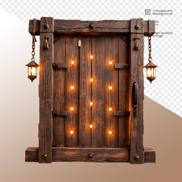 PORTA DE MADEIRA COM LUZ - ELEMENTO 3D PARA COMPOSIÇÃO