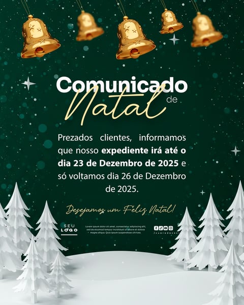COMUNICADO DE NATAL AVISO ANÚNCIO RECESSO FERIADO SOCIAL MEDIA PSD EDITÁVEL 1