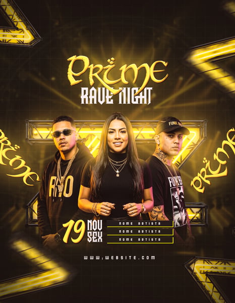 FLYER PRIME RAVE NIGHT PSD TEMPLATE