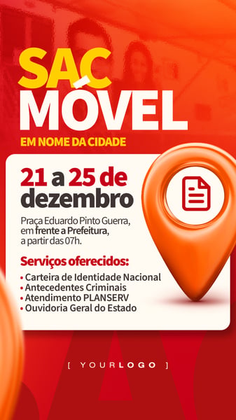 SAC MÓVEL EM SUA CIDADE SOCIAL MEDIA PSD EDITÁVEL STORY
