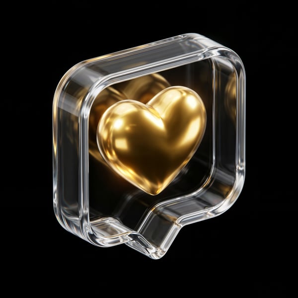 ELEMENTO 3D ICONE COM CORAÇÃO DOURADO 02