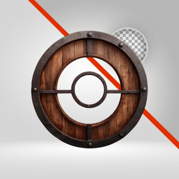 CÍRCULO DE MADEIRA 3D, RODA, ESCUDO, ELIPSE, ELEMENTO PNG, FUNDO TRANSPARENTE, SÃO JOÃO, CAVALGADA, FLYER, CARTAZ, 3D-IA