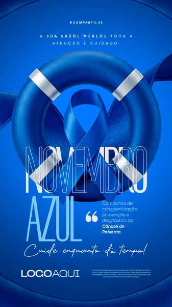 NOVEMBRO AZUL BOIA E LAÇO CONSCIENTIZAÇÃO SOCIAL MEDIA FLYER PSD EDITÁVEL STORY